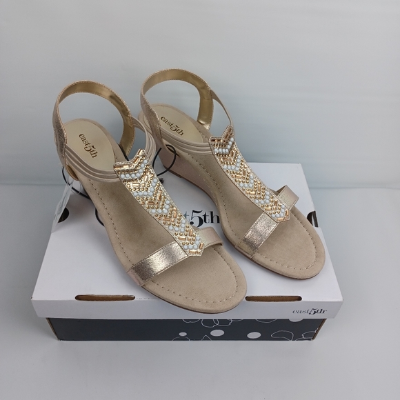 East 5th Women's Rhinestone Embellished Wedge Sandals‎ Size 11 M - Picture 1 of 15